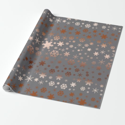 Elegant kerstsnowflak roos goud cadeaupapier (Uitgerold)