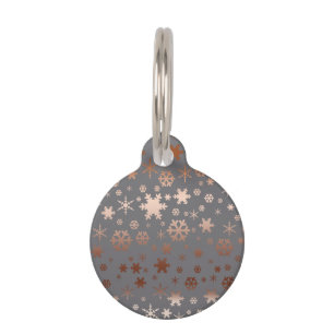 Elegant kerstsnowflak roos goud huisdierpenning