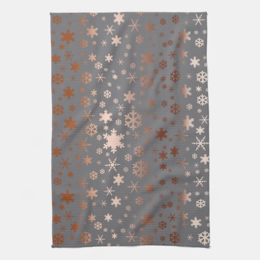 Elegant kerstsnowflak roos goud theedoek (Verticaal)