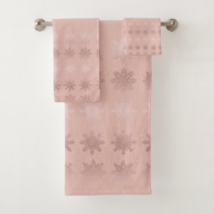 Elegant kerstsnowflak roos goudpatroon bad handdoek