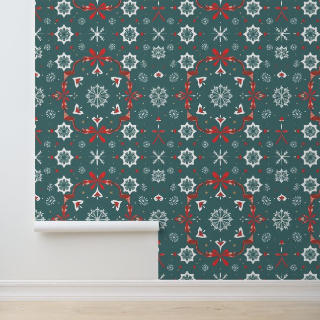 Elegant kerstsnowflake Patroon Behang (Applicatie)