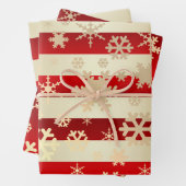 Elegant kerstsnowflake patroon gestript inpakpapier vel (In situ)