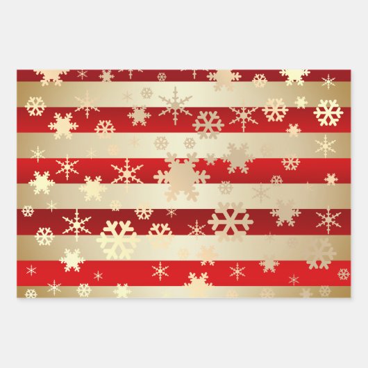 Elegant kerstsnowflake patroon gestript inpakpapier vel (Voorkant)