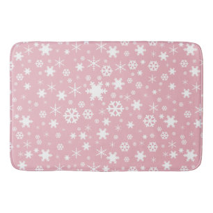 Elegant kerstsnowflake patroonpastelroze badmat