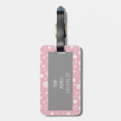 Elegant kerstsnowflake patroonpastelroze bagagelabel (Achterkant verticaal)
