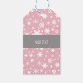 Elegant kerstsnowflake patroonpastelroze cadeaulabel (Voorkant)