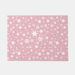 Elegant kerstsnowflake patroonpastelroze deurmat