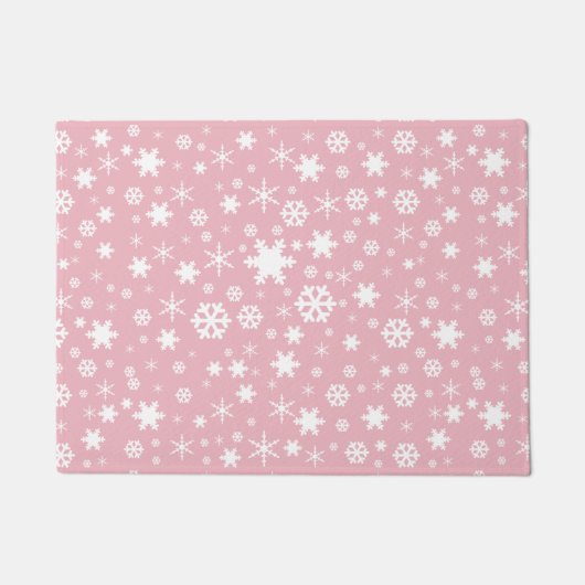 Elegant kerstsnowflake patroonpastelroze deurmat (Voorkant)
