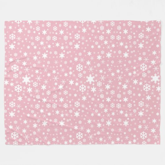 Elegant kerstsnowflake patroonpastelroze fleece deken (Voorkant (Horizontaal))