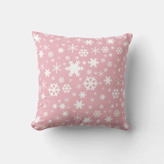 Elegant kerstsnowflake patroonpastelroze kussen (Voorkant)
