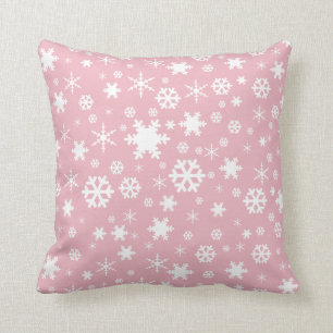 Elegant kerstsnowflake patroonpastelroze kussen