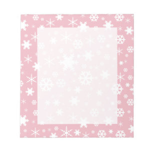Elegant kerstsnowflake patroonpastelroze notitieblok