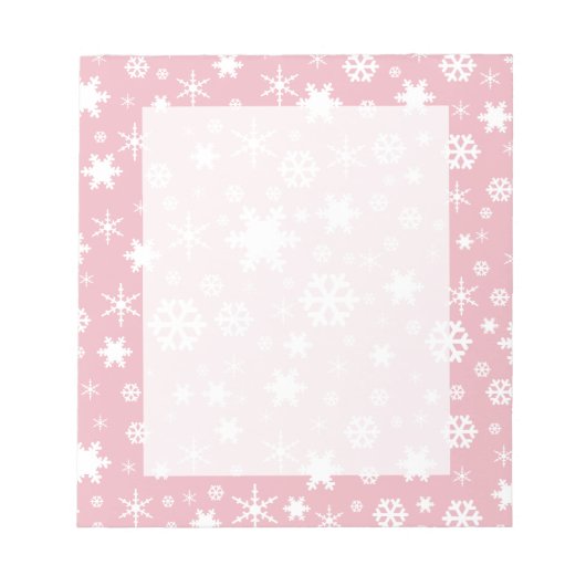 Elegant kerstsnowflake patroonpastelroze notitieblok (Voorkant)