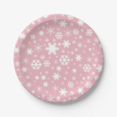 Elegant kerstsnowflake patroonpastelroze papieren bordje (Voorkant)