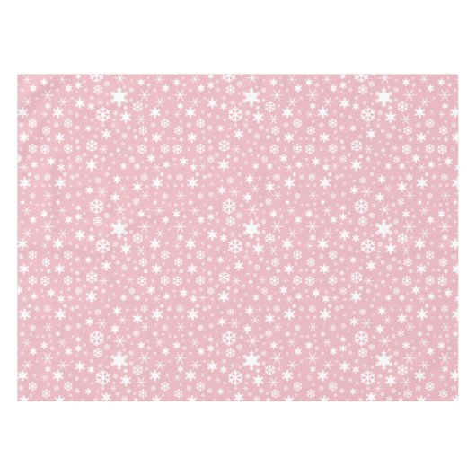 Elegant kerstsnowflake patroonpastelroze tafelkleed (Voorkant (Horizontaal))