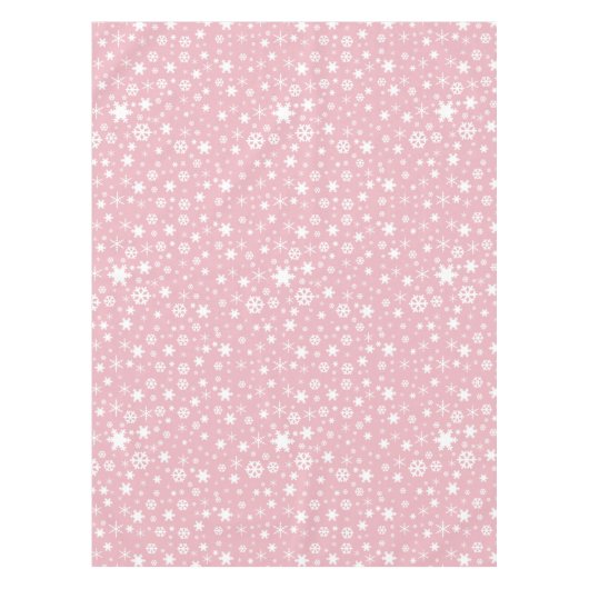 Elegant kerstsnowflake patroonpastelroze tafelkleed (Voorkant)
