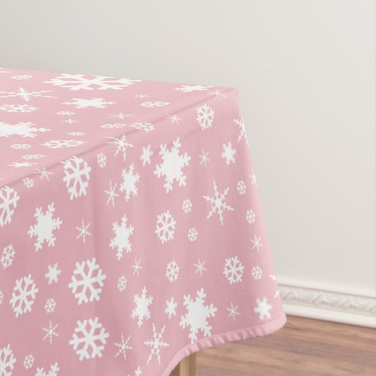 Elegant kerstsnowflake patroonpastelroze tafelkleed (Voorbeeld)
