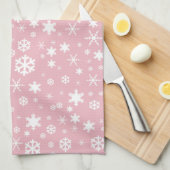 Elegant kerstsnowflake patroonpastelroze theedoek (Quarter Fold)