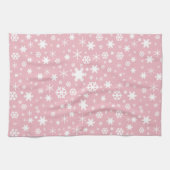 Elegant kerstsnowflake patroonpastelroze theedoek (Horizontaal)