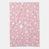 Elegant kerstsnowflake patroonpastelroze theedoek (Verticaal)