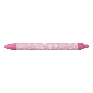 Elegant kerstsnowflake patroonpastelroze zwarte inkt pen