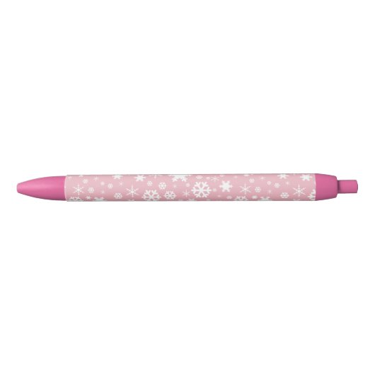 Elegant kerstsnowflake patroonpastelroze zwarte inkt pen (Voorkant)