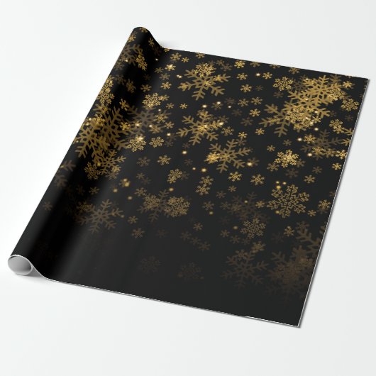 Elegant kerstsnowflake Sparkle Gold Cadeaupapier (Uitgerold)
