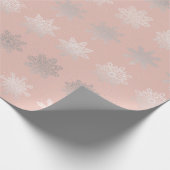 Elegant kerstsnowflake zilver roos goud cadeaupapier (Hoek)
