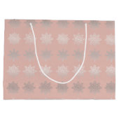 Elegant kerstsnowflake zilver roos goud large cadeautasje (Achterkant)