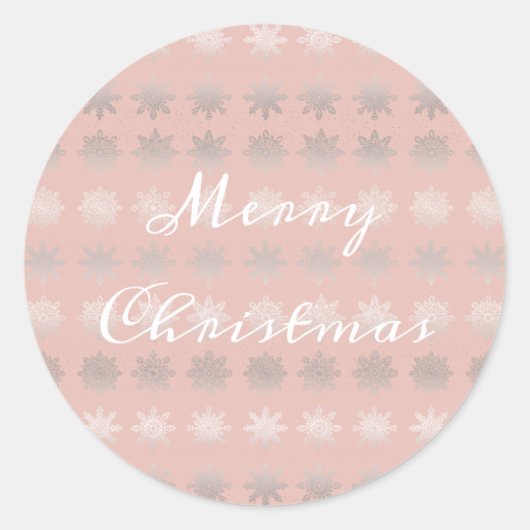 Elegant kerstsnowflake zilver roos goud ronde sticker (Voorkant)
