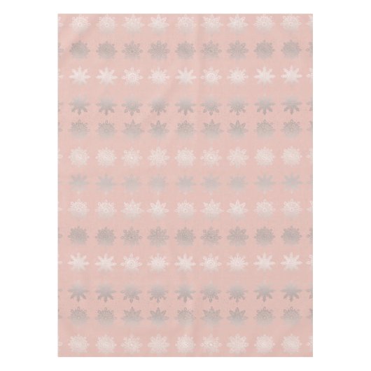 Elegant kerstsnowflake zilver roos goud tafelkleed (Voorkant)