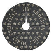 Elegant kerstsnowflakes Pattern Black Fleece Kerstboom Rok (Voorkant)