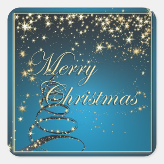 Elegant Kerststerrenster Vierkante Sticker (Voorkant)