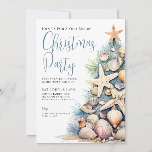 Elegant kerststrand kaart (Voorkant)