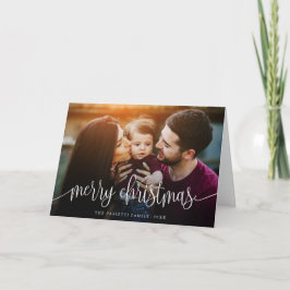 Elegant kersttekst Foto Wenskaart | wit Feestdagen Kaart
