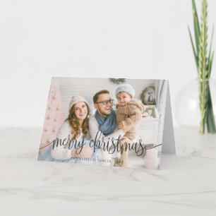 Elegant kersttekst Foto Wenskaart   Zwart Feestdagen Kaart