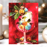 Elegant kersttintage-glas met kaars feestdagen kaart<br><div class="desc">Elegant Vintage-kerstwijnglas met kaars-feestdag-Kaart. Dit ontwerp is voorzien van een  geverfd wijnglas met een kaars,  heilig en ornament. Wat een mooie retro vakantie scène. Pas dit douaneontwerp met uw eigen binnengroet aan.</div>