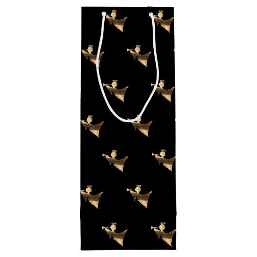 Elegant-kersttrumpet Angel Black Gold-look Wijn Cadeautas (Achterkant)