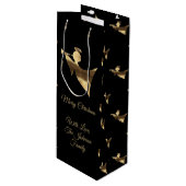 Elegant-kersttrumpet Angel Black Gold-look Wijn Cadeautas (Voorkant Gekanteld)