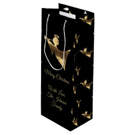 Elegant-kersttrumpet Angel Black Gold-look Wijn Cadeautas