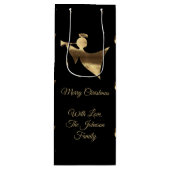 Elegant-kersttrumpet Angel Black Gold-look Wijn Cadeautas (Voorkant)