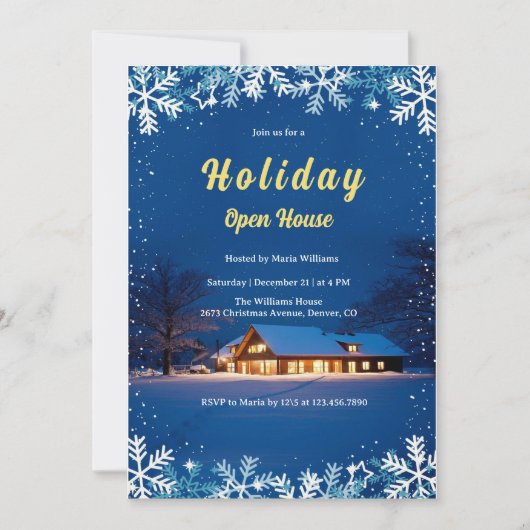 Elegant kerstvakantie open huisfeest kaart (Voorkant)