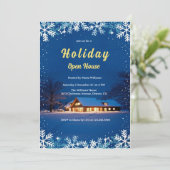 Elegant kerstvakantie open huisfeest kaart (Staand voorkant)