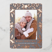 Elegant kerstval 2 Foto Roos Gold Folie Feestdagenkaart (Voorkant)