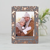 Elegant kerstval 2 Foto Roos Gold Folie Feestdagenkaart (Staand Voorkant)