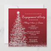 Elegant kerstverlovingsfeest rood zilver kaart (Voorkant)