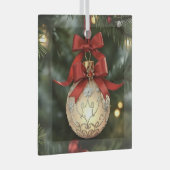 Elegant kerstversiering Collectie met rode boog Glas Ornament (Voorkant Rechts)