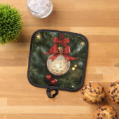 Elegant kerstversiering Collectie met rode boog Pannenlap (Top down)