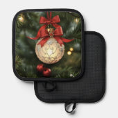 Elegant kerstversiering Collectie met rode boog Pannenlap (Voorkant / Achterkant)