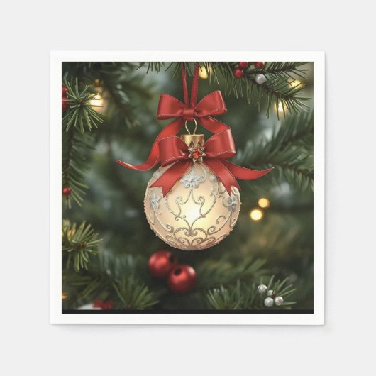 Elegant kerstversiering Collectie met rode boog Servet (Voorkant)